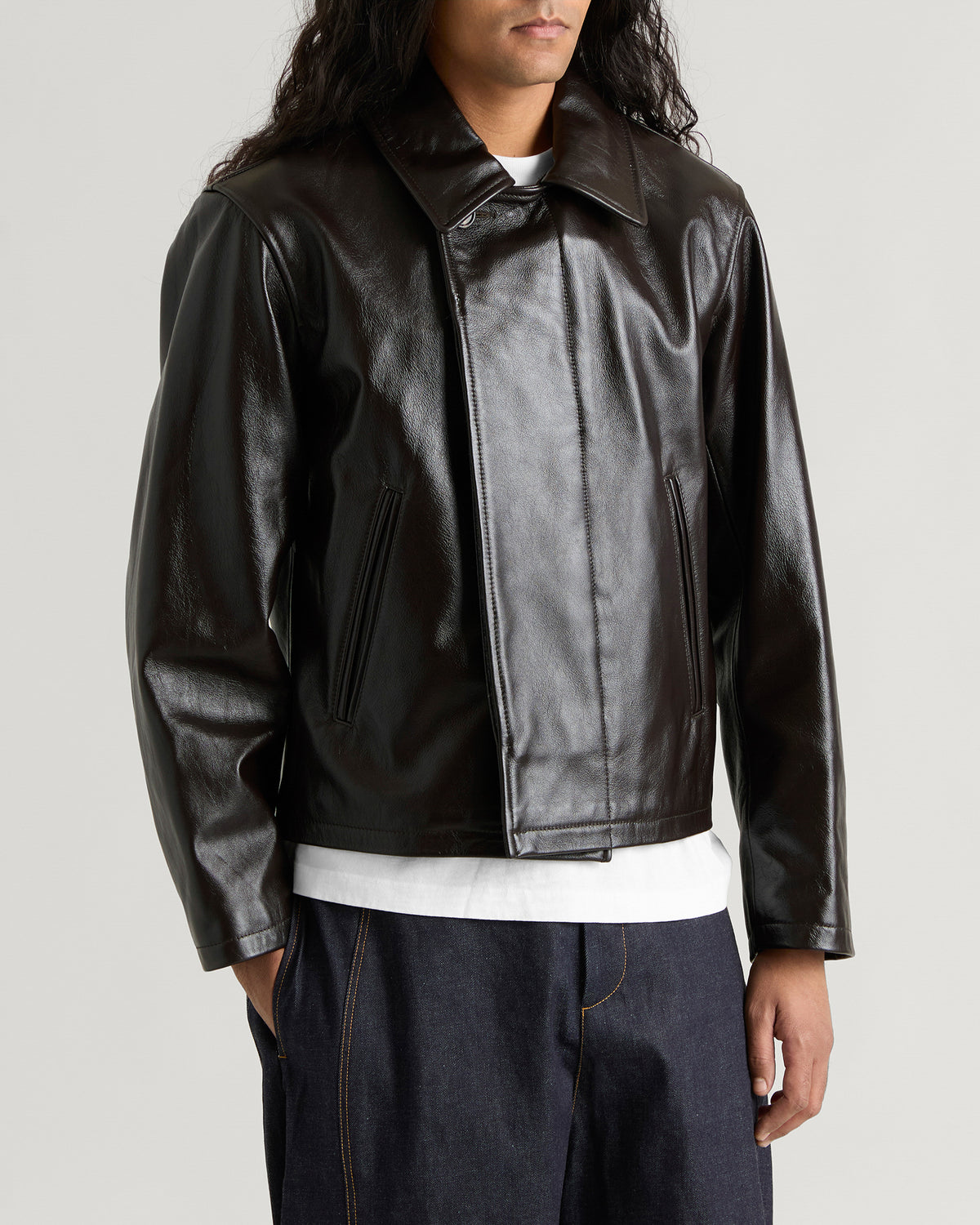 Sage Nation Fold Leather Blouson