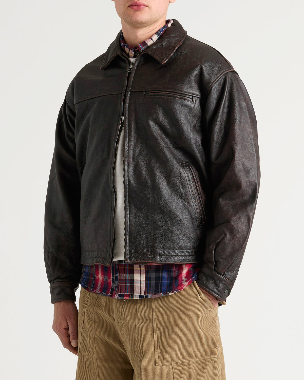 FrizmWORKS Destroyed Cowhide Leather Jacket