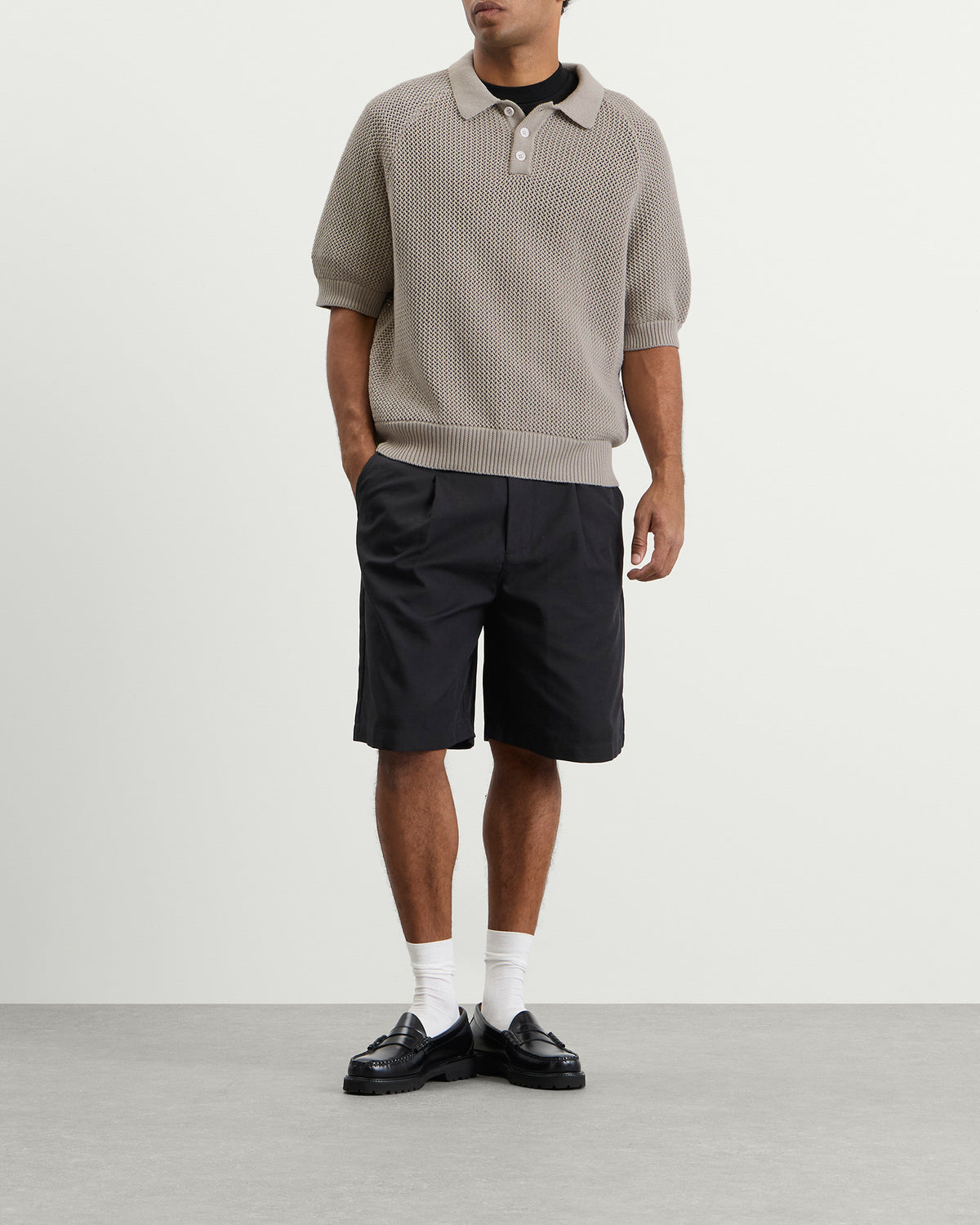 Bound Crochect Knit Polo