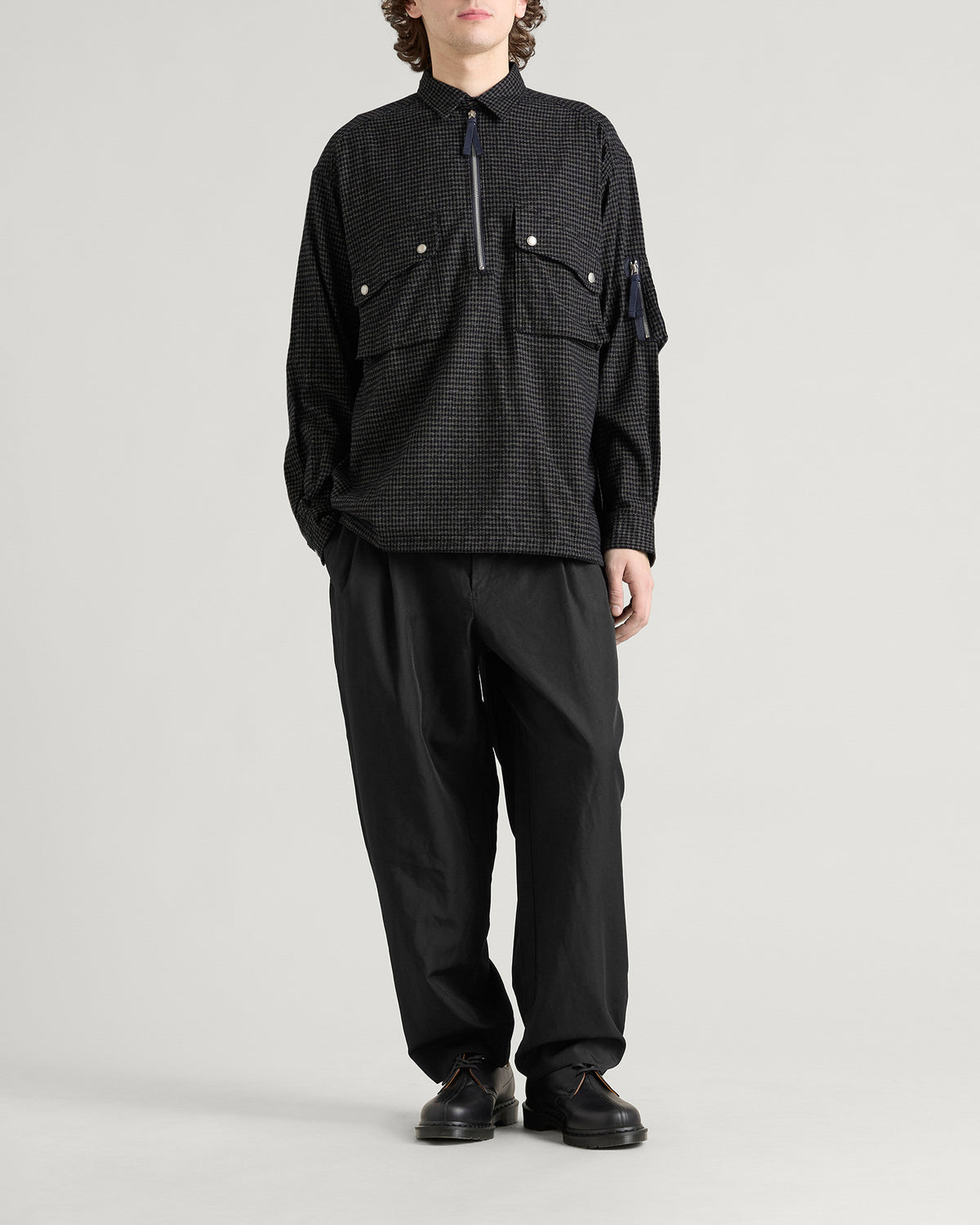 Comme des Garçons Homme Half Zip Micro Gingham Shirt