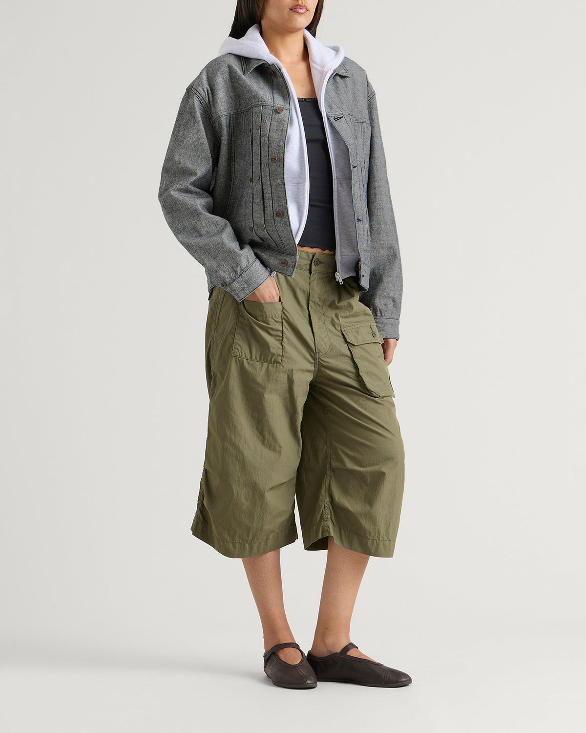 Dime Pleated Denim Jacket