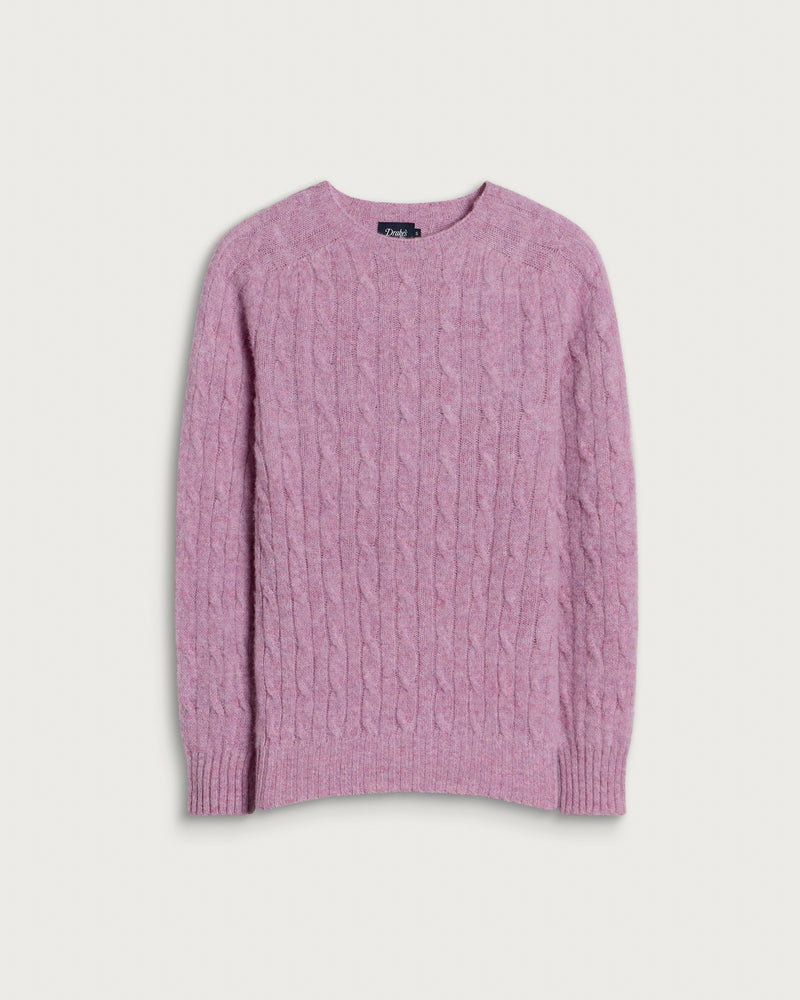 Drake's Brushed Shetland Cable Jumper