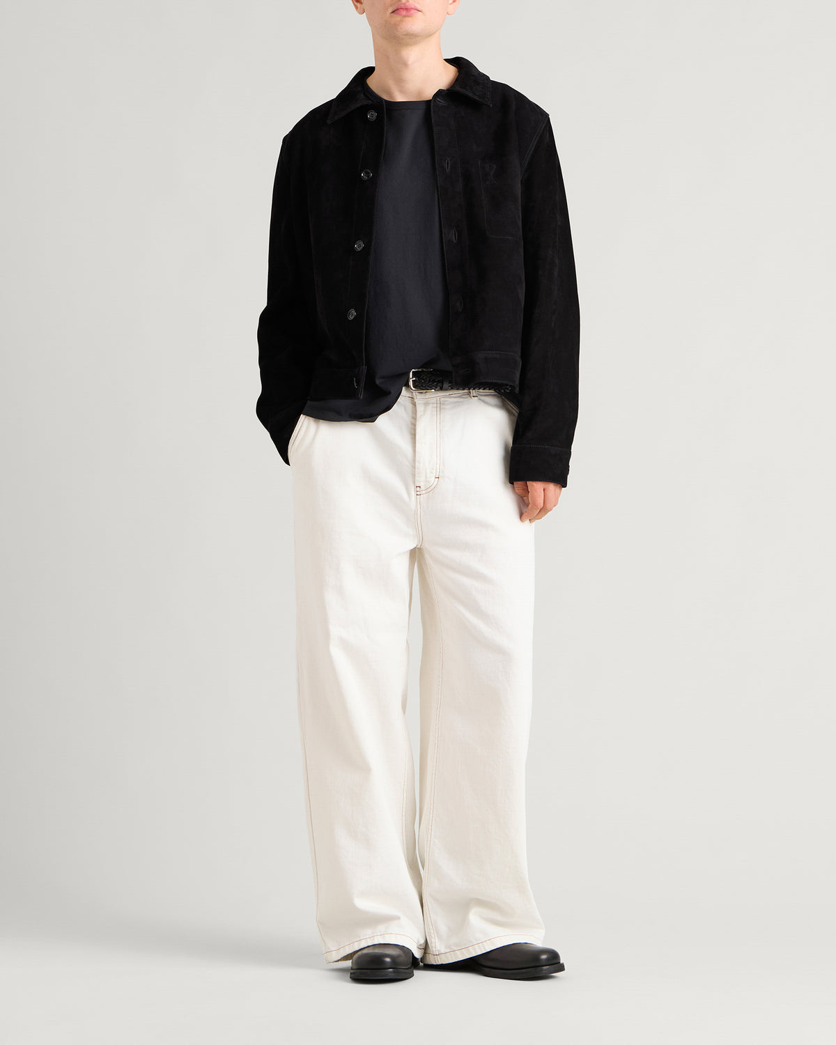 AMI Paris Suede Jacket With Embossed ADC